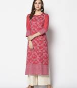 Pink Cotton Straight kurti