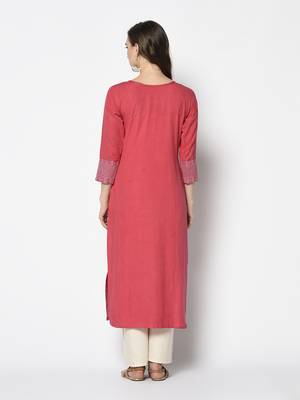 Pink Cotton Straight kurti 2