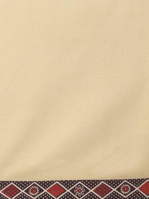 Beige Color Printed Yoke Unstitched Dress Material 4