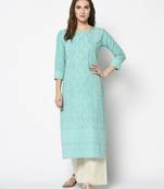 Blue Cotton Straight kurti
