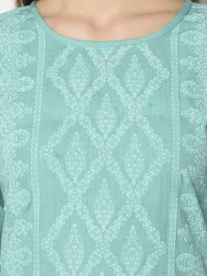 Blue Cotton Straight kurti 4