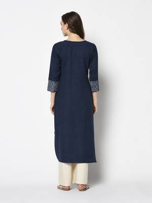 Navy Cotton Straight kurti 2