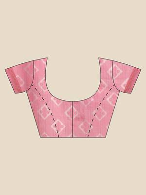 Pink Color Cotton Digital Print saree with blouse 3