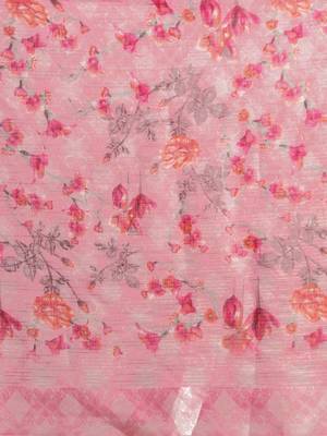 Pink Color Cotton Digital Print saree with blouse 4