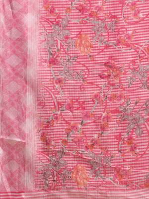 Pink Color Cotton Digital Print saree with blouse 5