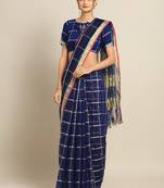 Navy Blue Cotton Silk saree with blouse