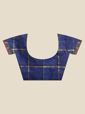 Navy Blue Cotton Silk saree with blouse 3