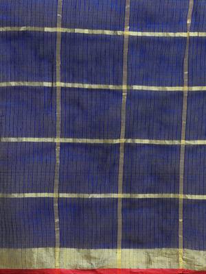 Navy Blue Cotton Silk saree with blouse 4