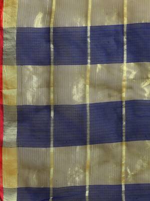 Navy Blue Cotton Silk saree with blouse 5