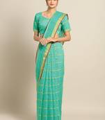 Sea Green Cotton Silk saree with blouse
