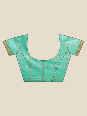 Sea Green Cotton Silk saree with blouse 3