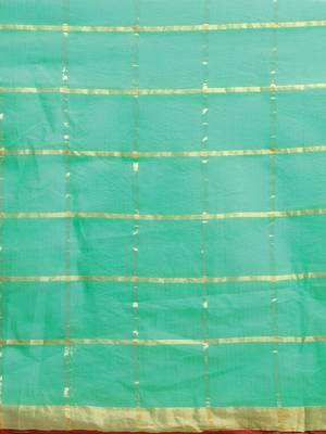 Sea Green Cotton Silk saree with blouse 4