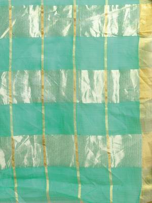 Sea Green Cotton Silk saree with blouse 5