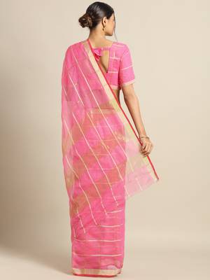 Pink Cotton Silk saree with blouse 2