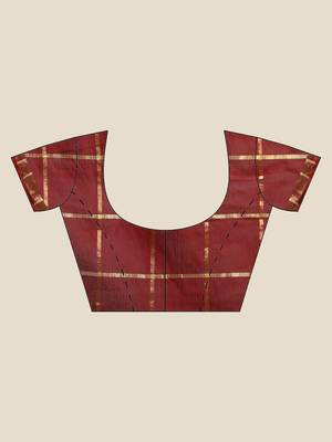 Burgundy Cotton Silk saree with blouse 3