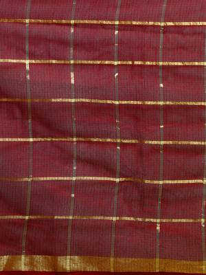 Burgundy Cotton Silk saree with blouse 4