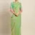 Parrot Green Cotton Silk saree with blouse