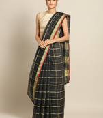 Black Cotton Silk saree with blouse