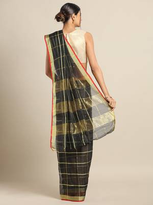 Black Cotton Silk saree with blouse 2