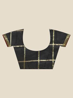 Black Cotton Silk saree with blouse 3