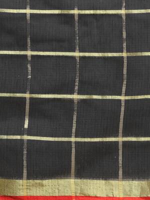 Black Cotton Silk saree with blouse 4