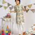 Cream Printed Silk Kurta with Off white Cotton Silk Churidar
