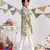 Cream Printed Silk Kurta with Off white Cotton Silk Churidar