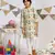 Cream Printed Silk Kurta with Off white Cotton Silk Churidar