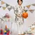 Stone Printed Silk Kurta with Off white Cotton Silk Churidar
