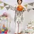Stone Printed Silk Kurta with Off white Cotton Silk Churidar