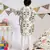 Stone Printed Silk Kurta with Off white Cotton Silk Churidar