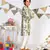 Mint Printed Silk Kurta with Off white Cotton Silk Churidar