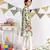 Mint Printed Silk Kurta with Off white Cotton Silk Churidar