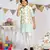 Cream Printed Silkmul Bandi with Aqua Cotton Silk Kurta and Off white Cotton Silk Churidar