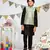Green Printed Silkmul Bandi with Black Cotton Silk Kurta and Black Cotton Silk Churidar