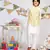 Yellow Printed Silkmul Bandi with Off white Cotton Silk Kurta and Off white Cotton Silk Churidar