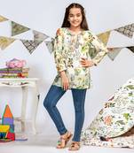 PS Kids by Payal Singhal Ivory Printed Silkmul Tunic