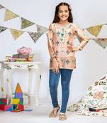 PS Kids by Payal Singhal Coral Printed Silkmul Tunic