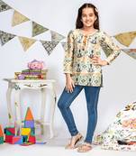 Cream Printed Silkmul Tunic