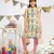 Cream Printed Crepe Kurta with Rose Pink Soft Net Churidar and Net Dupatta