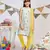Grey Printed Crepe Balloon Kurta with Yellow Soft Net Churidar and Net Dupatta