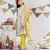 Grey Printed Crepe Balloon Kurta with Yellow Soft Net Churidar and Net Dupatta