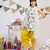 Cream Printed Crepe Short Kurta with Lime Green Silkmul Salwar and Cream Printed Chiffon Dupatta