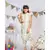 Cream Printed Crepe Crop Top with Low Crotch Pant and Attached Georgette Drape