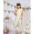 Cream Printed Crepe Crop Top with Low Crotch Pant and Attached Georgette Drape