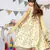 Cream Printed Silkmul Choli and Lehenga with Pale Yellow net Dupatta