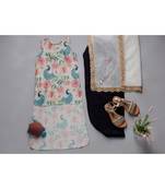 PS Kids by Payal Singhal Khaki Anaar Aur Mor Print Kurta Set