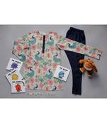 PS Kids by Payal Singhal Khaki Anar Aur Mor Print Kurta Set