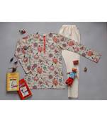 PS Kids by Payal Singhal Khaki Chidiya Print Kurta Set