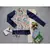 Navy Kurta With Print Khaki Anar Aur Mor Koti Set